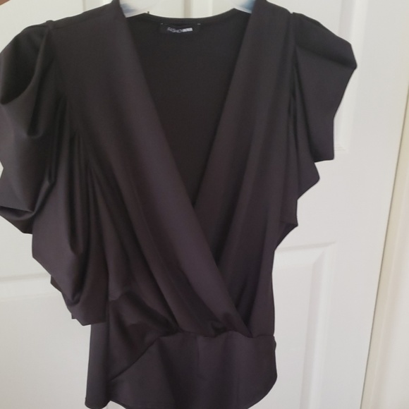 Black Body Suit Ruched Sleeve - Picture 2 of 3